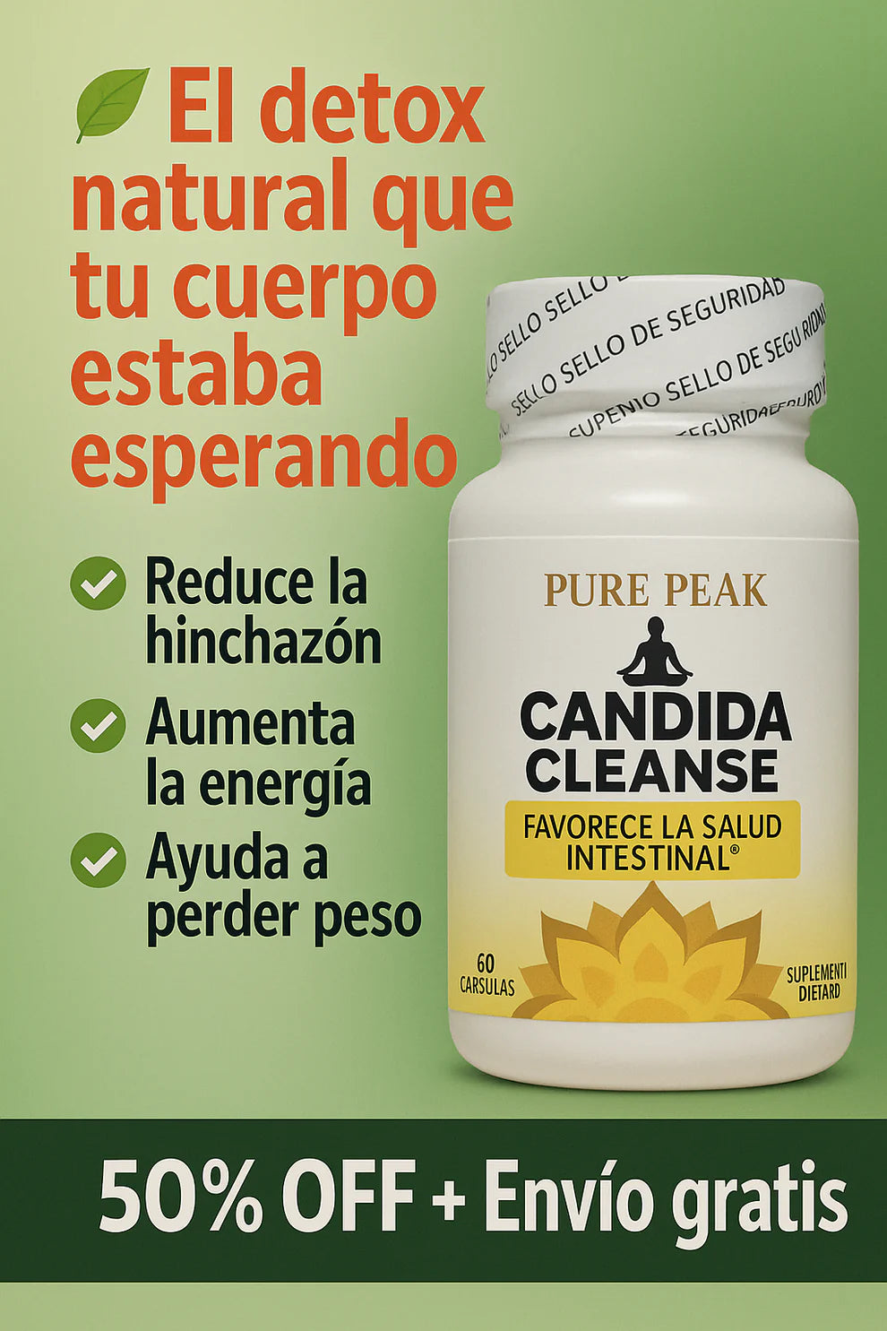 Candida Cleanse – Detox intestinal natural, menos hinchazón, más energía